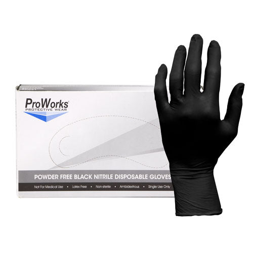 Adenna ProWorks® Small Black Nitrile Exam Gloves - 3 MIL - Box of 100 ...