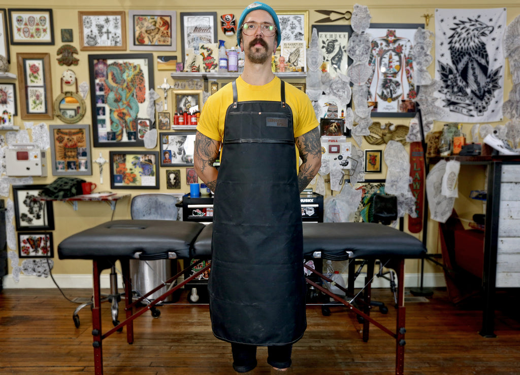 Custom Cross-Back Apron of Canvas - Amber